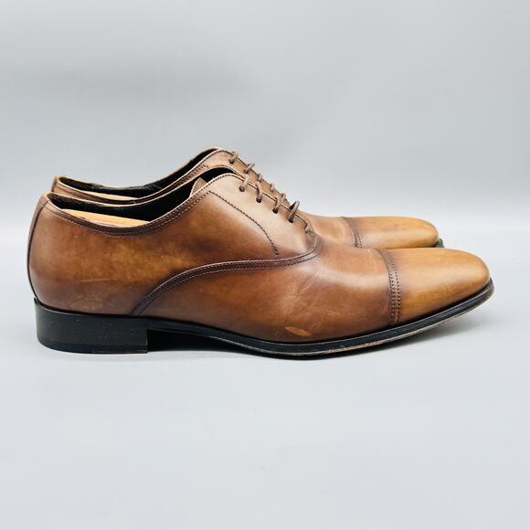 To Boot New York Shoes Mens 10 Brown Leather Adam Derrick Cap Toe Classic Dress - Picture 1 of 12
